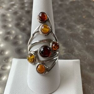 Sterling Silver and Genuine Amber ring